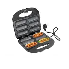 Crepeira Elétrica Hot Dog 6 Cavidades Antiaderente 110V 750W Máquina de Crepe Doce Salgado Lanche Rápido Em Casa