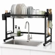 Escorredor De Pia Inox  Kozari™  65cm Rack Organizador Sobre Pia Porta Pratos Copos Talheres Cozinha Compacta Fácil
