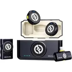 Microfone Sem Fio Hollyland Lark M2 Mini Combo Lapela Duplo 300m 40h para Celular Câmera Vlog Podcast Áudio Preto