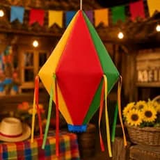 Balão Junino De Tecido 40cm Enfeite Festa Junina Arraiá São João Decoração Colorida Pendente Médio Casa