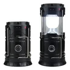 Lanterna LED Recarregável Solar Lampião Camping Pesca USB Portátil Dobrável Emergência Casa Luz Forte Preta BOMVINK