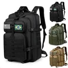 Mochila Tática 50L Impermeável Grande Capacidade com Múltiplos Compartimentos + 2 Bandeiras Camping Viagem