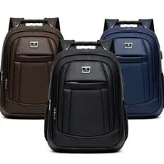 Inativo Mochila Couro PU Grande Executiva Para Notebook Trabalho Faculdade Reforçada Cabo De Aço USB
