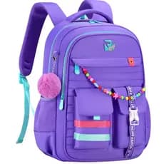 Mochila Escolar Feminina Fofa Pompom Impermeável Reforçada e Confortável para Escola Viagem Estudantes Notebook Bolsa