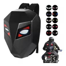 Mochila Moto LED Olhos 3D Casca Rígida Impermeável Grande Capacidade Mochila Moderna para Viagem Trabalho Dia a Dia