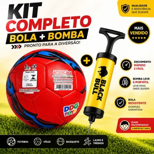 Bola Futebol Infantil PVC + Bomba de Ar Manual Kit ou Avulso Portátil Resistente Futebol Vôlei Basquete Encher Bola