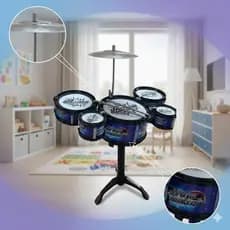 Mini Bateria Brinquedo 5 Tambores Sortida Bateria Infantil Musical Kids Kit Completo Baquetas