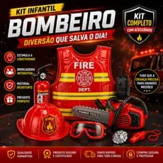 Kit Infantil Bombeiro ou Policial SWAT Fantasia Completa Com Acessórios Brinquedo Criança Presente Criativo