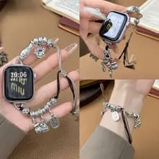 Adequado para pulseira de relógio Apple iWatch SE10 Ultra 98765432 com corrente de contas entrelaçadas, oferecendo uma s