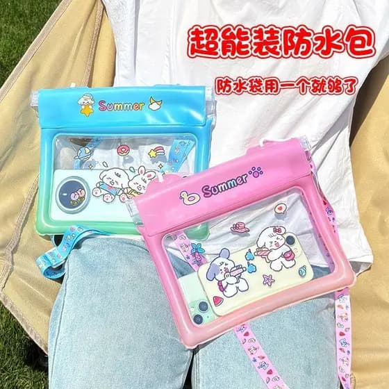 Bolsa de cintura impermeável com estampa de desenho animado, bolsa de armazenamento para natação, bolsa impermeável flut