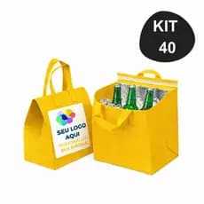KIT 40 Sacolas Bolsa Termica Personalizada Envie Seu Logo Portatil Grande Cooler 12 Litros