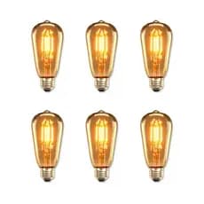 Kit 6 Lâmpadas Filamento Led Retrô Vintage 4w Quente ST64 127/220V E27 Bivolt