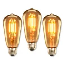 Kit 3 Lâmpadas Filamento Led Retrô Vintage 4w Quente ST64 127/220V E27 Bivolt