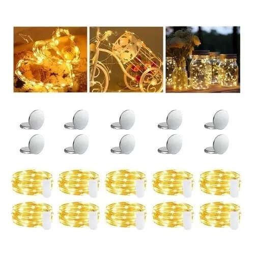 Liquidação Preço Kit 10 Pisca Fio Fada 2m Cordão 20 Leds Decoraçã Bateria Festa Junina Bandeirinhas Cordão de luz de fad