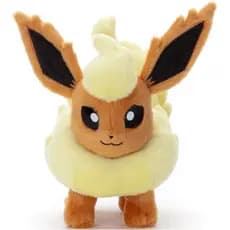 Diretamente do Japão, adquira o Pokémon de pelúcia Flareon. Altura aproximada: 21 cm.