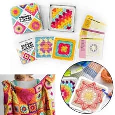 Novo Conjunto de Cartões Granny Square - Kit de Livro com 50 Desenhos Mistos de Quadrados de Crochê para Iniciantes