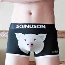 Roupa interior dos desenhos animados dos desenhos animados dos homens Piggy Peppa bonito Animal padrão Boxer Briefs na m