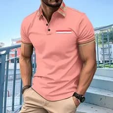 POLO Moletom Masculino de Manga Curta Lapela Moderno Casual Cor Sólida