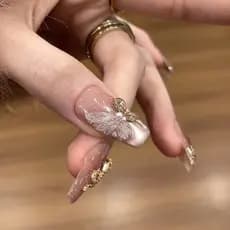 Cobra dourada borboleta artesanal piscando temperamento branco atmosfera de ano novo High-End Manicure champanhe Wearabl