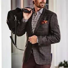 Blazer xadrez listrado com peito único masculino Casual Slim fit blazer masculino 6.23