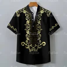 Estilo Étnico Camisa Barong Masculina Para Roupas Masculinas Vintage ASEAN Topos Étnica Oversize Padrão Retro Ao Ar Livr