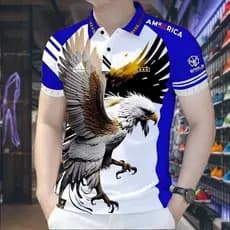 Camisa Polo Masculina Para Roupas Masculinas Águia Estilo Vintage Topos Casual De Manga Curta Ao Ar Livre Street wear 13