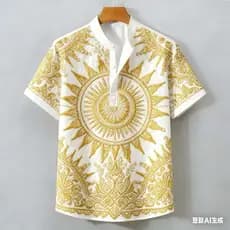Camisa POLO Barong Masculina Para Roupas Masculinas Estilo Étnico Vintage ASEAN Topos Étnica Padrão Retro Ao Ar Livre St