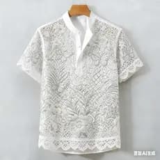 Camisa POLO Barong Masculina Para Roupas Masculinas Estilo Étnico Vintage ASEAN Topos Étnica Padrão Retro Ao Ar Livre St