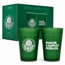 Kit 2 Copos Americano Prime Palmeiras 190ml Oficial Torcedor Bebidas Cerveja Refrigerante
