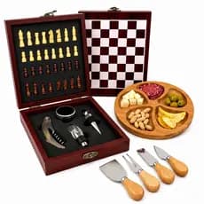 Kit Gourmet Vinho Completo Com Xadrez Petisqueira E Queijos Ideal Para Presentes