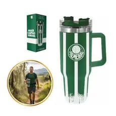 Caneca Térmica Palmeiras 1200ml Tampa Canudo Copo Grande Gelado Futebol