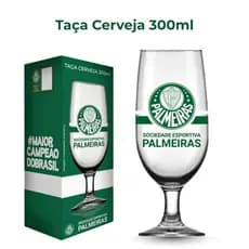 Taça de Cerveja 300ml Chopp Drinks Vidro Personalizado com Escudo do Palmeiras