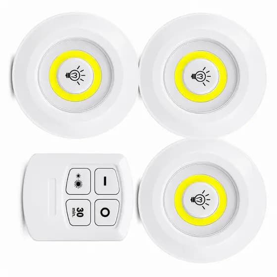 Kit 3 Luz Led Sem Fio Controle Remoto Prática Para Armário Cozinha