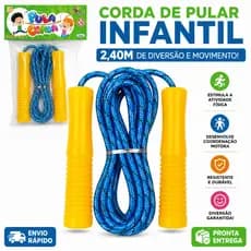Corda de Pular Infantil 2,40m Brinquedo Recreação Atividade Física Coordenação Motora
