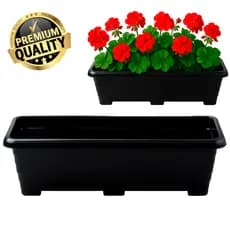 Jardineira Floreira Retangular Pop Média Vasos Preto 52cm Plástico Floreira Horta Vertical