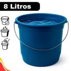 Balde Reforçado 8 Litros com Alça Metálica Canelado Limpeza Uso Domestico design Ergonomico