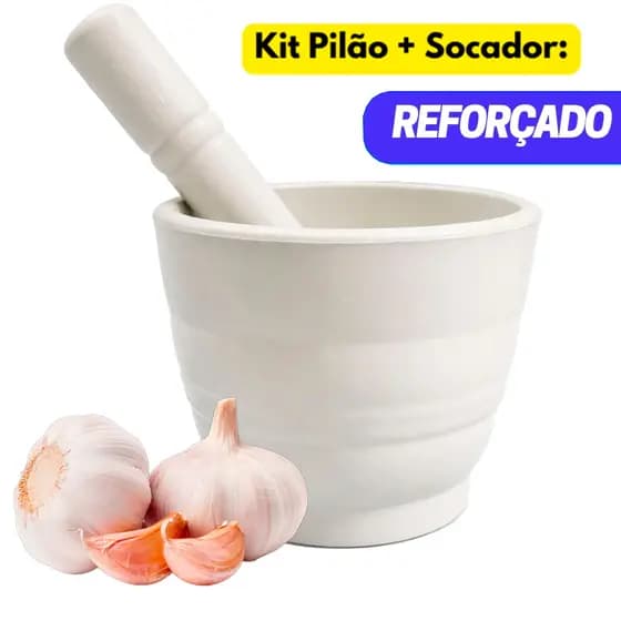 Pilão Ecológico Culinário Socador Amassador Tempero Alho Caipirinha Amassador Esmagador Reforçado