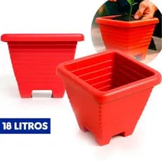 Vaso Quadrado Grande 18L Colorido – Plástico Reforçado Jardim Plantas Flores e Decoração