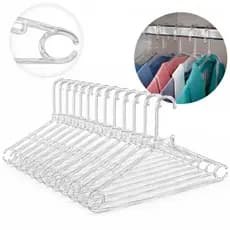 Kit 6 Cabide Adulto Cristal Premium Reforçado Acrilico Versatil Transparente Guarda Roupas Vitrine