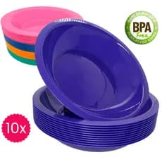 Kit 10 Pratos Merenda Infantil em Plástico Reforçado Pratico 21cm Durável Escolar Almoço Lanche