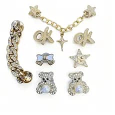 Bottons Pins-Pingentes para decorar,Strass  Luxo  prata