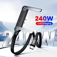 Cabo Carregamento Super Rápido 240W Carregador De Suporte Dobrável Type C Para 1.5M Samsung A07 iPhone Moto