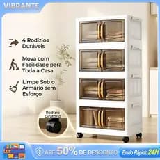 Caixa Organizadora Empilhável Com Rodas Porta Magnética Fácil Montagem DIY Entrega 24h SP