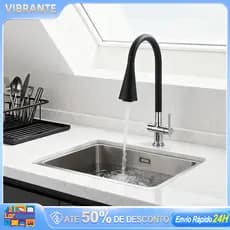 Black Flexible Gourmet Kitchen Faucet for Sink and Countertop Marble 2 Jets 1/4 Turn