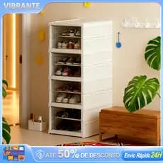 👟Organizador de Calçados Dobrável - Transparente, Empilhável e Anti-Poeira para Rack de Calçados