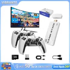 2026 NOVO Vídeo Game Stick M15 Plus 4k 64gb Hdmi Com 2 Controles Se Fio +20mil Jogos