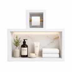 Kit Nicho Banheiro Embutido Porcelanato + Porta Papel Premium