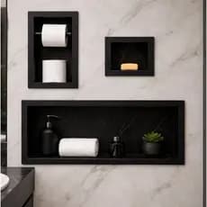 Kit Completo Banheiro: Nicho 60x30 Porcelanato + Porta Papel + Saboneteira – Envio Rápido