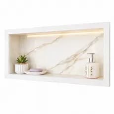 Nicho de Porcelanato Branco Para Banheiro 60x32cm Embutir