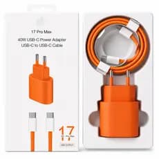 Carregador Turbo 40W USB-C com Cabo Reforçado Tipo C para iPhone 17 Pro Max